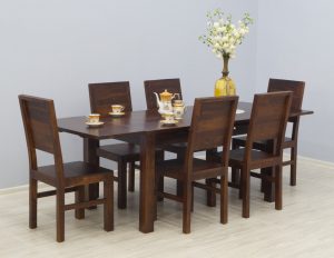 stol i krzesla komplet obiadowy zestaw klasyczny styl ciemny braz palisander indyjski