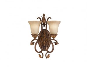 Lampa ścienna kinkiet dwuramienny brązowy zdobiony antyczny