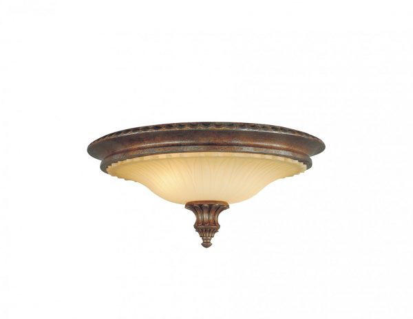 Lampa sufitowa plafon 2 źródła światła brązowy zdobiony styl średniowieczny antyczny