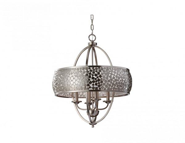 Lampa wiszaca zyrandol czteroramienna metalowa azurowa Glamour elegancka