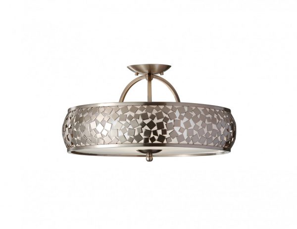 Lampa sufitowa plafon 3 zrodla swiatla metalowa azurowa Glamour elegancka