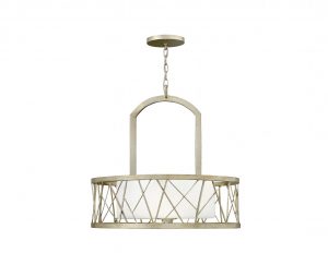Lampa wisząca trzy źródła światła metalowa ażurowa kolor patynowane srebro szkło dymne styl modern