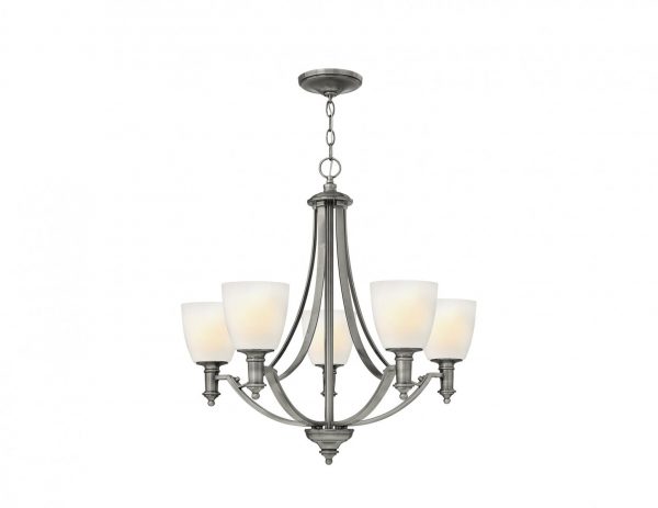Lampa sufitowa zyrandol 5 zrodel swiatla oprawa kolor srebrny styl klasyczny wspolczesny