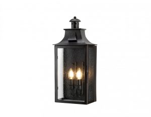 Lampa zewnetrzna nascienna ogrodowa latarnia 2 zrodla swiatla kute zelazo