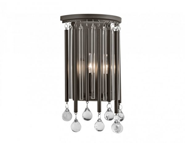 Kinkiet lampa ścienna dwa źródła światła metalowa kryształki styl modern