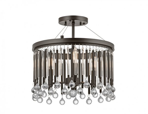 Lampa sufitowa plafon metalowa kryształki styl modern