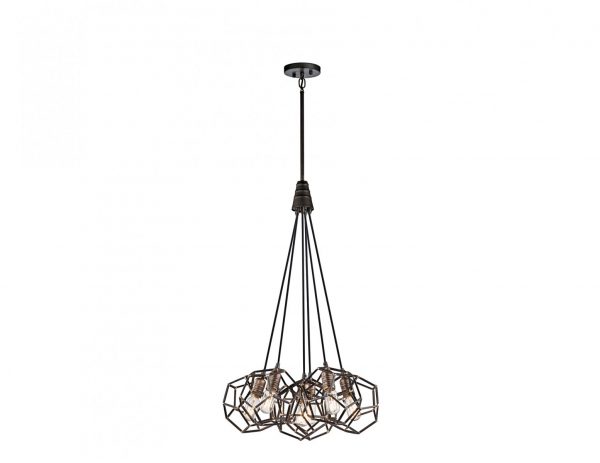 Lampa wisząca 6 źródeł światła metalowa konstrukcja styl industrialny Vintage