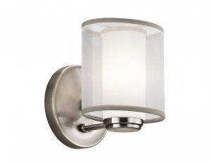 Kinkiet lampa ścienna kolor srebrny podwójny klosz nowoczesny LED