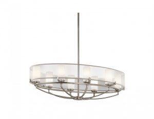 Żyrandol lampa wisząca 8 źródeł światła nad stół wyspę kuchenną owalna kolor srebrny nowoczesny LED