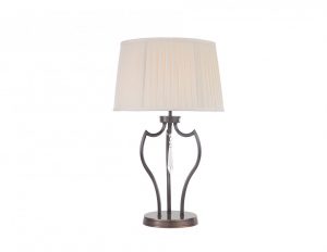 Lampa stołowa nocna z metaloplastyki plisowany abażur Glamour