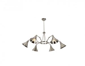 Lampa sufitowa żyrandol 6 punktów świetlnych reflektorów metalowa kolor srebrny nowoczesny