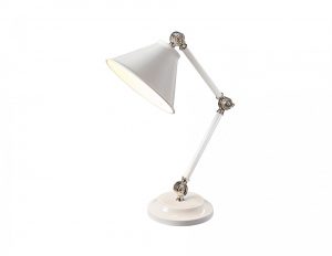 Lampa stołowa na biurko łamana mała metalowa kolor biały rustykalna Vintage