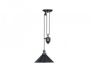 Lampa sufitowa wisząca regulowana zwijana z linką metalowa kolor ciemny brąz Vintage