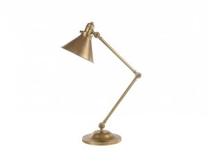 Lampa stołowa na biurko łamana metalowa kolor mosiądz retro