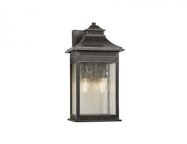 Lampa latarnia zewnetrzna nascienna 2 zrodla swiatla ogrodowa kolor braz