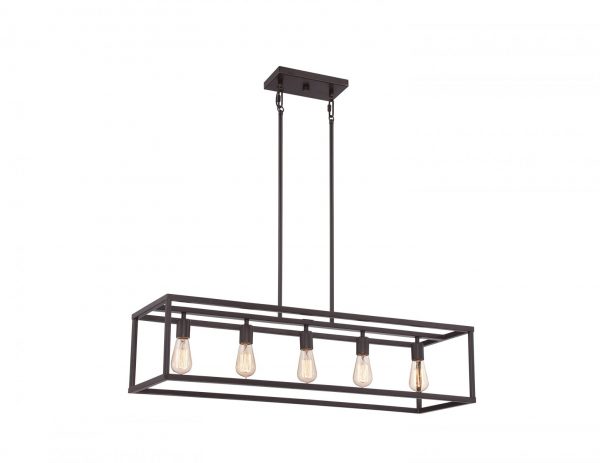 Lampa wisząca pięć źródeł światła nad stół metalowa ciemny brąz minimalistyczna