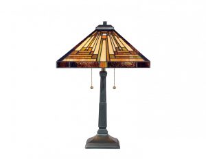Lampa stołowa nocna stojąca 2 źródła światła witrażowa styl Tiffany artystyczna