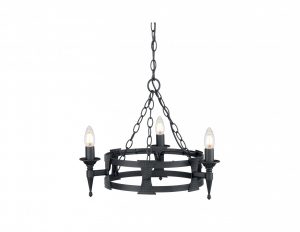 Żyrandol lampa wisząca ręcznie wykonany 3 źródła światła czarny styl średniowieczny