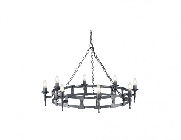Żyrandol lampa wisząca ręcznie wykonany 8 źródeł światła czarno-srebrny styl średniowieczny