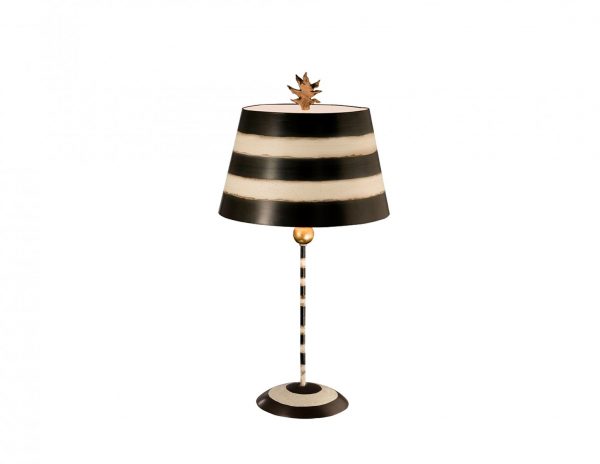 Lampa stolowa stojaca w paski czarno-biale artystyczna