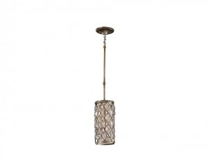 Lampa wiszaca metalowa abazur krysztalki styl Glamour mala