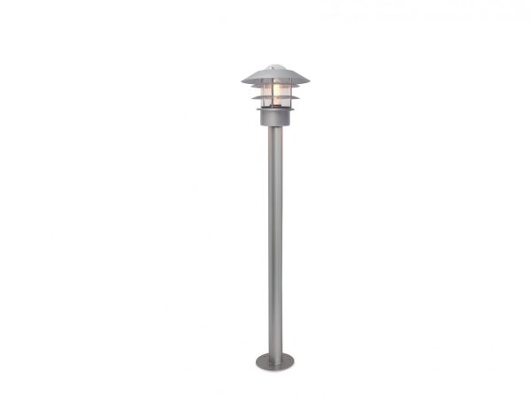 Lampa zewnetrzna latarnia stojaca ogrodowa slupek kolor srebrny