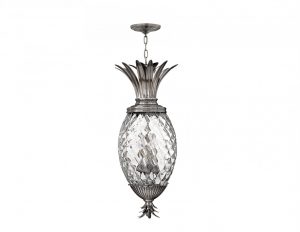 Lampa sufitowa wiszaca srebrna cztery zrodla swiatla szklany klosz klasyczna