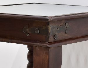 stolik z metalem kolonialny z szyba indyjski lite drewno palisander