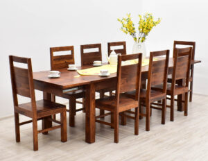 komplet obiadowy lite drewno palisander osiem krzeseł rozkładany