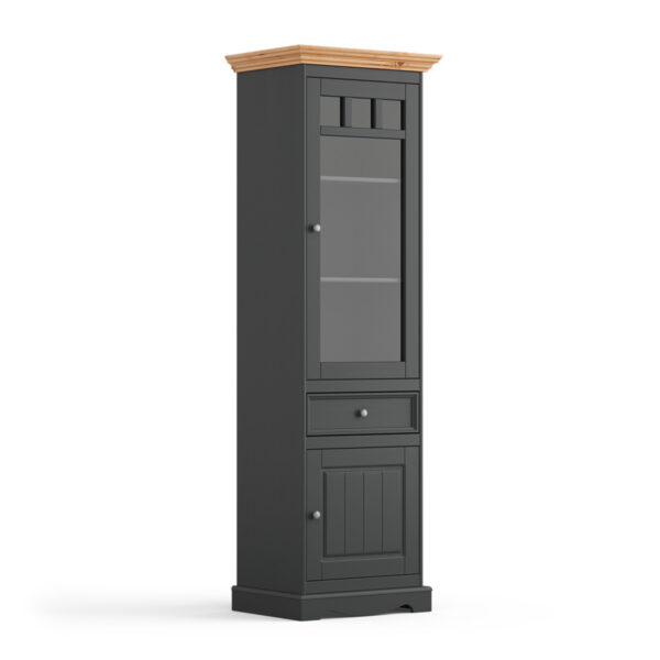 witryna-drewniana-slupek-belluno-elegante-1-skrzydlowa-sosna-finska-naturalne-drewno-kolor-grafitowy